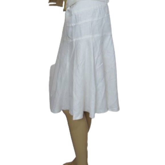 Zara Woman White Linen Midi Skirt with Belt - Picture 5 of 7